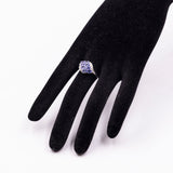 Anello vintage in oro bianco 14k con tanzaniti (1,20ctw) e diamanti