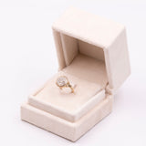 Anello vintage in oro giallo 18k e argento con rosette di diamante