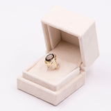 Anello da cocktail vintage in oro 8k con quarzo fumè, anni '70