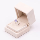 Anello vintage in oro bianco 14k con tanzaniti (1,20ctw) e diamanti