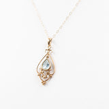 Collana vintage in oro 9k con topazio azzurro