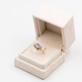 Anello vintage in oro giallo 14k con ametista e diamanti