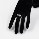 Anello vintage in oro giallo 14k con ametista e diamanti