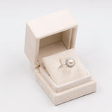 Anello vintage in oro bianco 18k con perla e diamanti (0,74ctw), anni '60