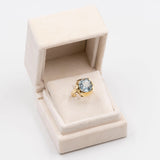 Anello vintage in oro giallo 14k con acquamarina (7.7ct), anni '70
