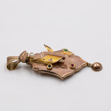 Pendente borbonico in oro con pietre preziose e perlina, fine '800