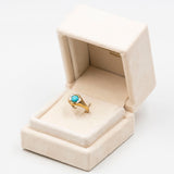 Anello vintage in oro giallo 8k con turchese e diamanti, anni '70