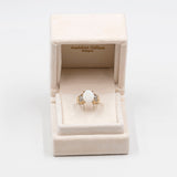Anello vintage in oro 9k con opale cabochon (2ct) e diamanti , anni '80