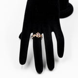 Anello vintage in oro giallo 14k con zaffiro rosa sintetico, anni '70