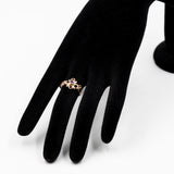 Anello vintage in oro giallo 14k con zaffiro rosa sintetico, anni '70