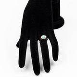 Anello vintage in oro giallo 8k con turchese e diamanti, anni '70