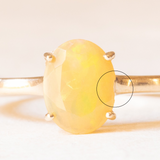 Anello solitario in oro giallo 10K con opale giallo (1.20ct ca.), anno 2014