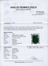 Anello vintage in oro bianco 14k con smeraldo (5,50ct) e diamanti (1,65ctw), anni '70
