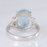 Anello vintage da cocktail in stile Art Déco in platino con acquamarina (2.72ct) e diamanti (0.08ctw), anni ‘90/anni ‘2000