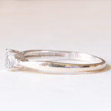 Trilogy vintage in oro bianco 9K con acquamarina (0.30ct ca.) e diamanti di taglio brillante (0.05ctw ca.)