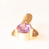 Collana vintage con catenina in oro giallo 9K e con ciondolo in oro giallo 9K con ametista (0.50ctw ca.) e diamanti (0.05ctw ca.), anni ‘70