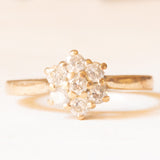 Anello a fiore in oro giallo 9K con diamanti di taglio brillante (0.40ctw ca.), anni ‘60