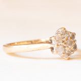 Anello a fiore in oro giallo 9K con diamanti di taglio brillante (0.40ctw ca.), anni ‘60