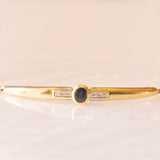 Braccialetto vintage in oro giallo e bianco 9K con zaffiro (0.30ct ca.) e diamanti, anno 1986