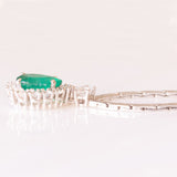 Collier in oro bianco 18K con smeraldo (1.20ct ca.) e diamanti di taglio brillante (0.58ctw ca.)
