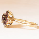 Anello a margherita vintage in oro giallo 8K e granati (2.20ctw ca.), anni ‘70