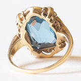 Anello vintage in oro giallo e in oro bianco 14K con spinello sintetico (6.50ct ca.) e diamanti, anni ‘80