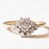 Anello vintage a margherita in oro giallo e in oro bianco 14K con diamanti di taglio brillante (0.35ctw ca.), anni '60