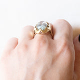 Anello vintage da cocktail in oro giallo 14K con acquamarina (8.30ct ca.), anni ‘60