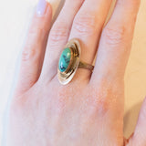 Anello Art Nouveau in oro giallo 14K con turchese, anni ‘20