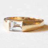 Anello a fascia vintage in oro giallo 14K con acquamarina (0.70ct ca.), anni ‘70