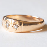 Anello gypsy retrò in oro giallo 14K con diamanti (0.16ctw ca.), anni ‘40