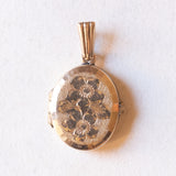 Ciondolo portafoto vintage con lamina in oro giallo 9K su metallo, anni ‘40/‘50