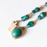 Collana vintage in oro giallo 18K con malachite, anni ‘60
