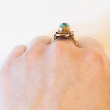 Anello Art Nouveau in oro giallo 14K con turchese, anni ‘20