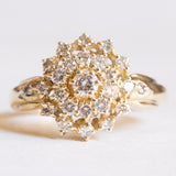 Anello vintage a margherita in oro giallo 14K con diamanti di taglio brillante (1ctw ca.), anni ‘60