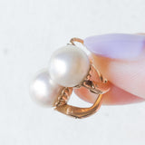 Orecchini antichi in oro giallo e in oro bianco 18K con perle bianche e diamanti di taglio rosetta, anni ‘10/‘20