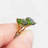 Orecchini punto luce in oro giallo 9K con cromodiopsidi