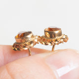 Orecchini punto luce in oro giallo 9K con quarzi citrini, anni ‘70