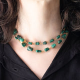 Collana vintage in oro giallo 18K con malachite, anni ‘60