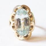 Anello vintage da cocktail in oro giallo 14K con acquamarina (8.30ct ca.), anni ‘60