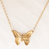 Collana vintage con ciondolo a forma di farfalla in oro giallo 14K, anni ‘70/‘80