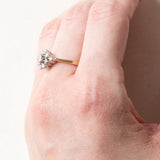 Anello vintage a margherita in oro giallo e in oro bianco 14K con diamanti di taglio brillante (0.35ctw ca.), anni '60