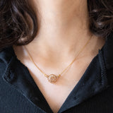Collier con catenina in oro giallo 18K e con decorazione centrale convertita da orecchino antico in oro giallo 18K con diamanti di taglio rosetta (primi del ‘900)