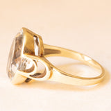 Anello da cocktail vintage in oro giallo 14K con acquamarina (2ct ca.), anni ‘60/‘70