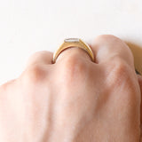 Anello a fascia vintage in oro giallo 14K con acquamarina (0.70ct ca.), anni ‘70