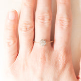 Anello a fiore antico in oro giallo e bianco 14K con diamanti di taglio vecchia miniera (0.14ctw ca.), anni ‘10