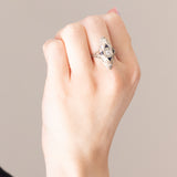 Anello Art Déco in oro bianco 18K con diamanti (0.33ctw ca.) e zaffiri, anni ‘30