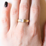 Anello a fascia vintage in oro giallo 14K con acquamarina (0.70ct ca.), anni ‘70