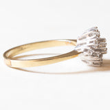 Anello vintage a margherita in oro giallo e in oro bianco 14K con diamanti di taglio brillante (0.35ctw ca.), anni '60