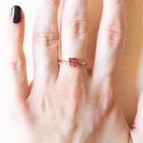 Anello Toi et Moi vintage in oro giallo 18K con rubini, anni ‘50/‘60